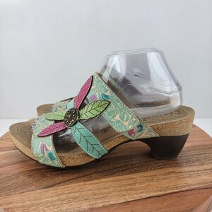 SpringStep L'Artiste Womens Size EU40 US9 Blue Denita Skym Leather Slide Sandals